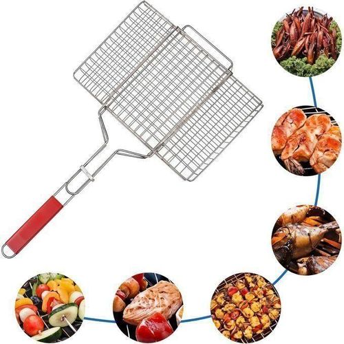 product_image_name-Generic-Panier à Grillades N Acier Inoxydable De Qualité Supérieure Avec Poignée En Bois – Idéal Pour Le Poisson, Les Légumes, Les Steaks, Les Crevettes-3