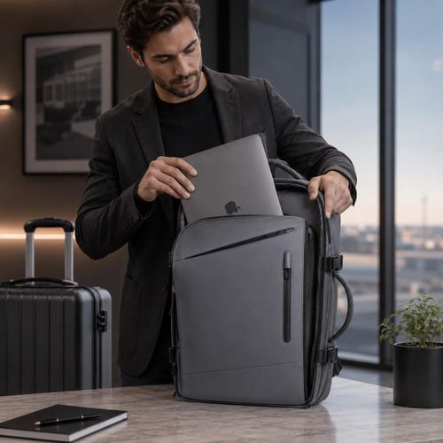 Generic Sac à Dos Ordinateur Étanche avec Port USB – Ouverture 180° - image 4