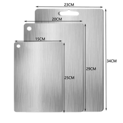 product_image_name-Generic-Planche à découper en titane - En acier inoxydable des deux côtés - Sans BPA - Pour la cuisine, la viande, le pain, les légumes, les fruits (29 x 20 cm)-7