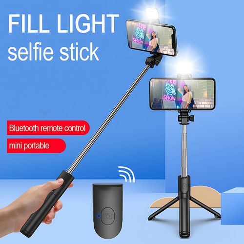 Generic Trépied Bluetooth Selfie Stick + Lumière D'appoint + Télécommande  D'obturateur - Prix pas cher