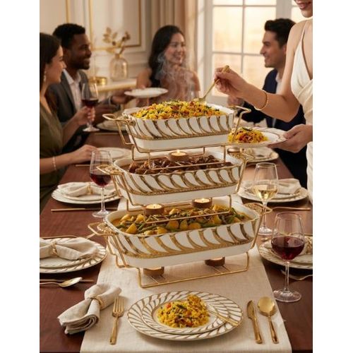 Generic Ensemble Chauffant Rectangulaire Étagé de Luxe – 3 Plats de Présentation - image 2