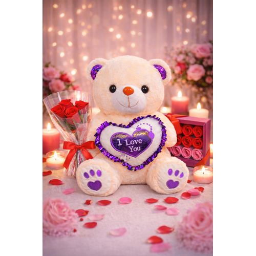 product_image_name-Generic-Peluche Ours 40 cm Géant avec Roses et Coffret Cadeau-1