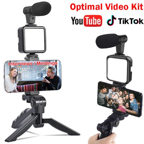 Kit Vlog pour smartphone trépied hauteur réglable, incl+orie