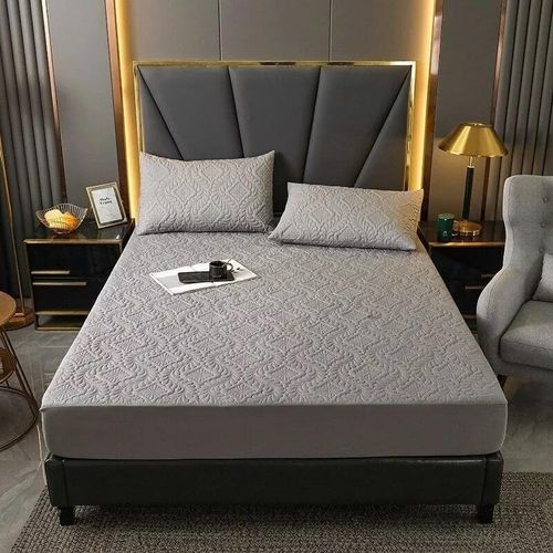 product_image_name-Generic-1 Pièce Housse de matelas matelassée imperméable, drap avec élastique - 1.5M X 2M - Gris Foncé-5