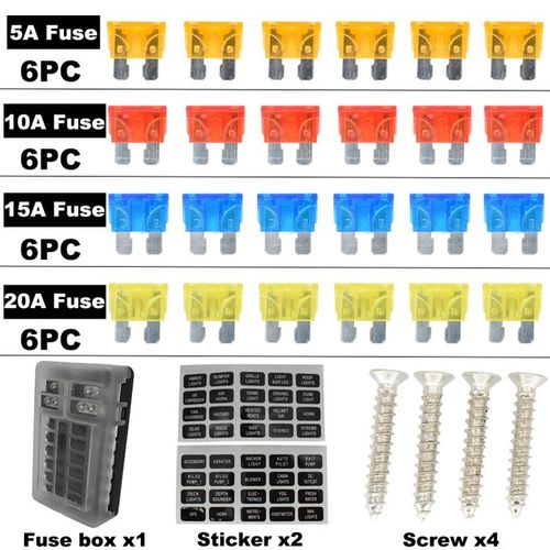 Porte - fusible 12 voies avec indicateur de court - circuit, 16 fusibles  normaux + 14 cosses de