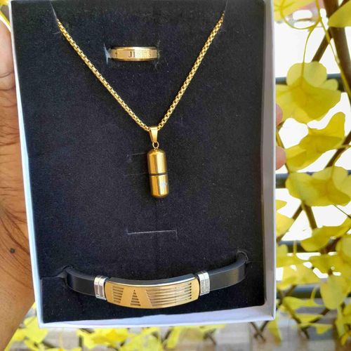 product_image_name-Fahion-Box cadeau Ensemble longue chaîne Homme 60cm  ,bracelet et bague jésus Doré   En Acier Inoxydable Pendentif gélules médicament idéal cadeau de saint valentin, anniversaire,  mariage, baptêmes -2