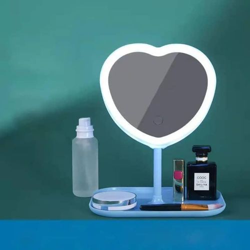 product_image_name-Generic-Miroir de Maquillage LED en Forme de Cœur avec Plateau – Élégant et Pratique-1