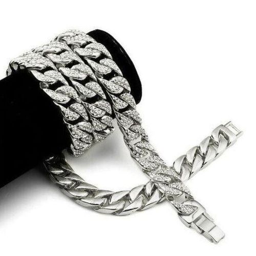 product_image_name-Generic-Chaîne En Strass Argent Homme Femme-2