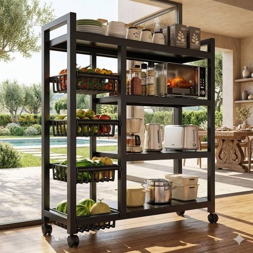 Generic Étagère de cuisine multifonction à roulettes – rangement intelligent et élégant - image 5