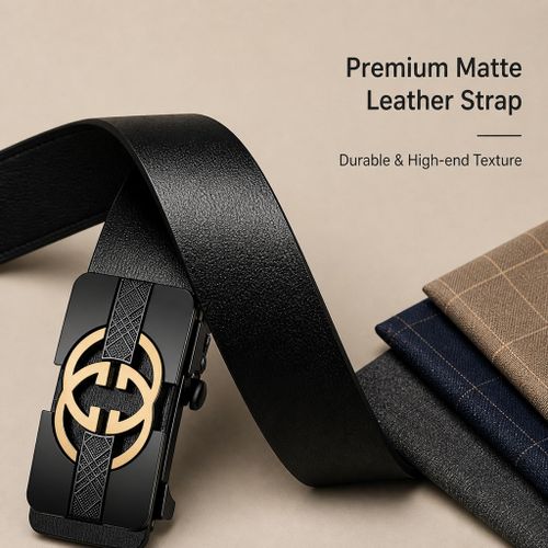 ZARSYN Lot de 2 Ceintures Homme à Boucle Automatique - Ensemble de Ceintures à Crémaillère en Cuir PU Réglable - Ceinture Business Casual - image 6