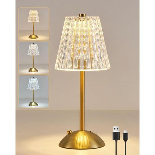 product_image_name-Generic-Lampe De Table LED Rechargeable à Piles, Intensité Variable Et 3 Couleurs, Finition Or Poli, Lampes Tactiles Sans Fil Pour Chambre à Coucher, Salon, Bar, Restaurant-1