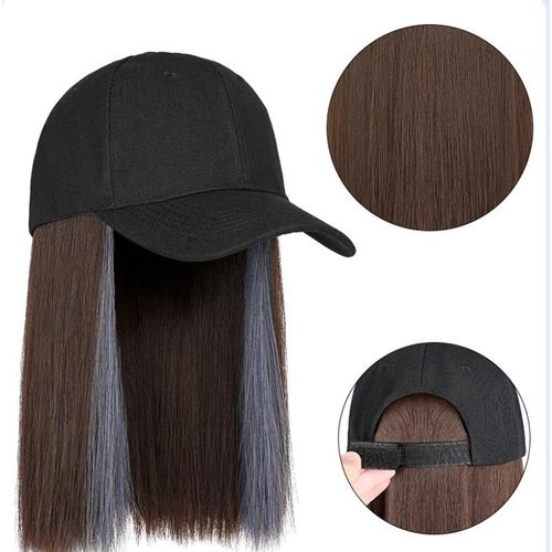 Generic Perruque casquette de baseball de 25 cm avec extensions de cheveux synthétiques courts et raides