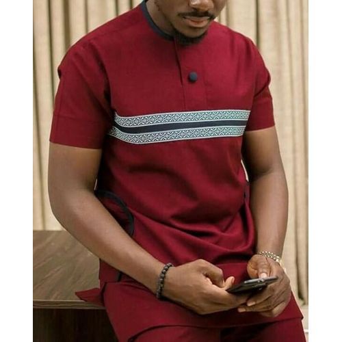 Fashion Tunique Homme Manches Longues En Tissus Lin Cass