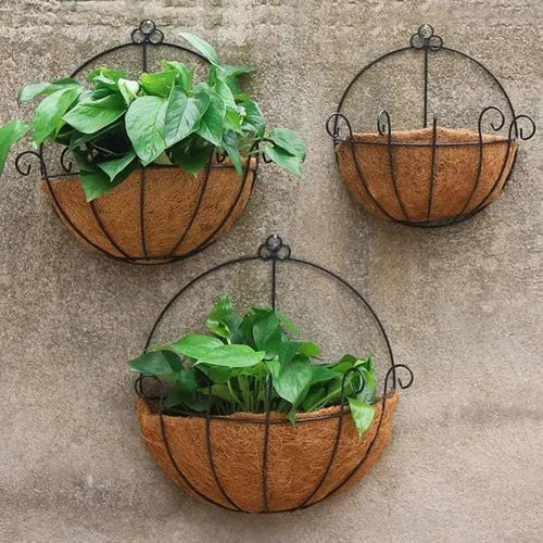 product_image_name-Generic-Support Mural pour Plantes en Fer avec Bac Coco – Noir/Marron-2