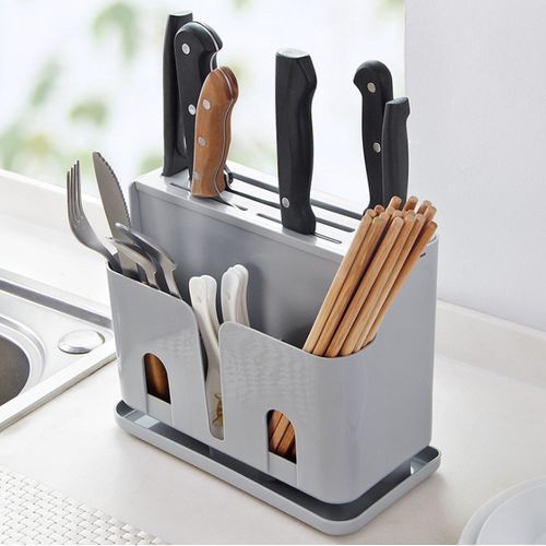 Generic Porte-couteau De Cuisine Tout-en-un - Gris - Prix pas cher