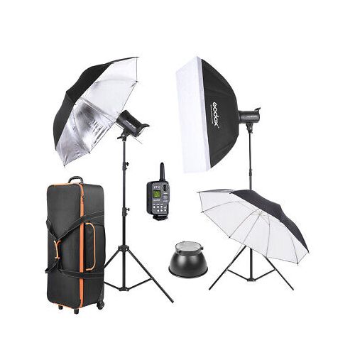Godox Kit de Flash stroboscopique de Studio Professionnel pour la  Photographie, 3 Pack 250W stroboscopique avec déclencheur stroboscopique,  Boîte à