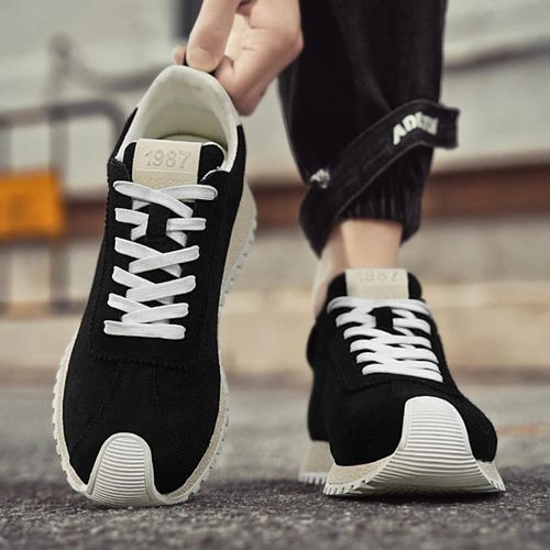 product_image_name-Fashion-Chaussures de sports élégante et classique,style italien,en maille et daim Noir d'excellente qualité à lacets, pour la marche,la course à pied et le tennis.-5