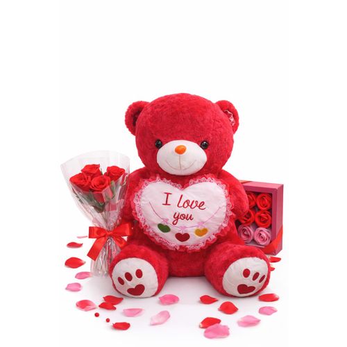 product_image_name-Generic-Peluche Ours 50 cm Géant avec Roses et Coffret Cadeau-1