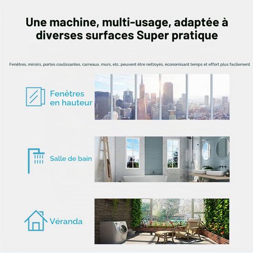 Generic  Robot nettoyeur de vitres, table, fenêtres  5600 Pa double pulvérisation d'eau/télécommande - image 6