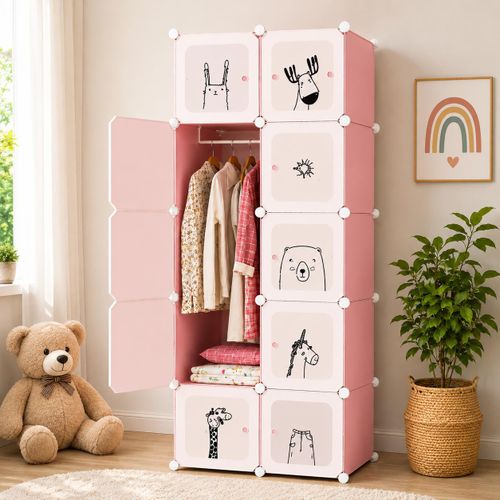 Generic ARMOIRE MODULABLE 10 CUBES ROSE