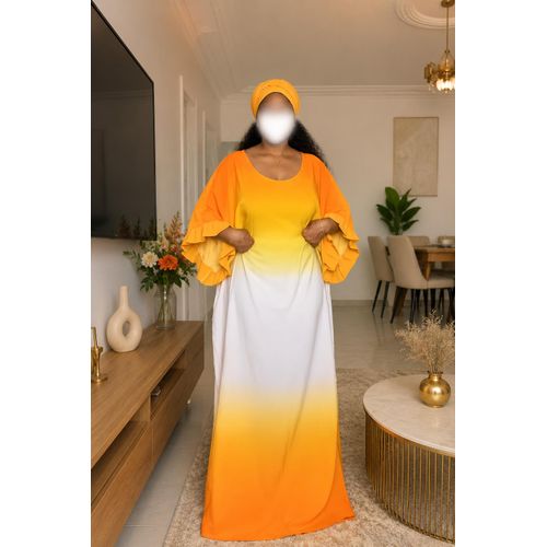 Mode Robe Dégradé Soleil avec Foulard Assorti