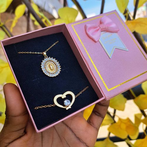 product_image_name-Fashion-Bijoux chaîne femme marie doré 2en1 chaîne bracelet pendentif ensemble bijoux accessoire femme inox luxe mode stylé femme cadeau femme coffret cadeau anniversaire femme fête mere Saint Valentin Mariage amour cœur -1