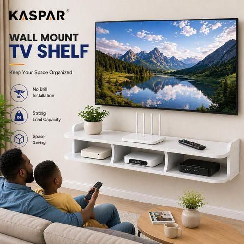 Generic Etagère murale flottante blanche pour décodeur et accessoires TV - image 2