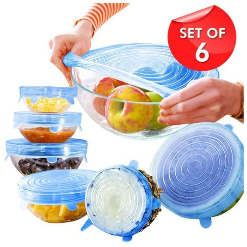 Ensemble de 6 couvercles extensibles en Silicone bol d'emballage alimentaire  universel en Silicone, accessoires d'ustensiles de cuisine transparente