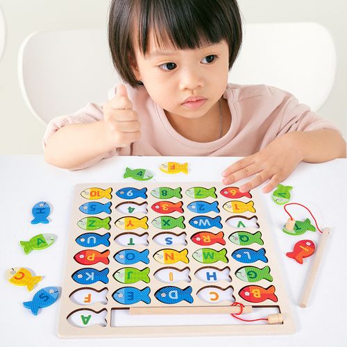 Jouets de pêche magnétiques en bois Lettres Montesori Jeux de