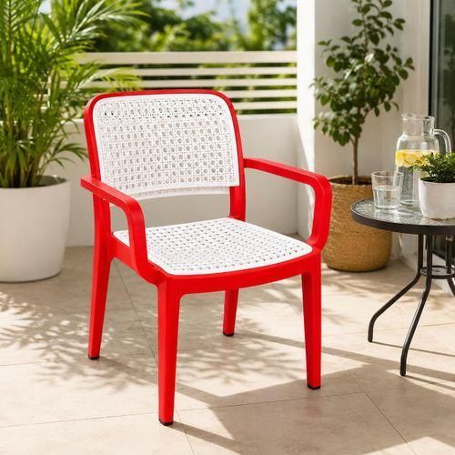Generic Chaise Plastique avec Accoudoirs – Assise Tressée - image 2