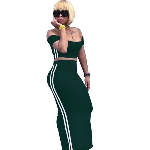 Fashion Ensemble Haut Court Jupe Longue Tenue Deux Pi ces Moulante