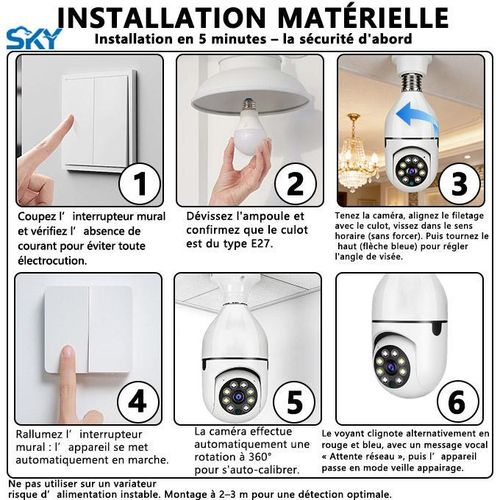Generic Caméra-ampoule 4K Ultra HD for sécurité maison, personnes âgées, animaux. - image 7