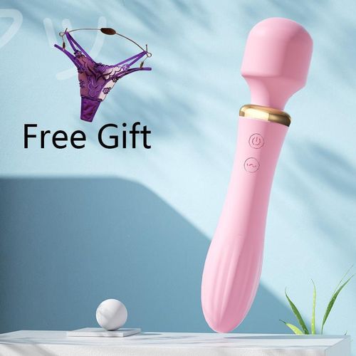 product_image_name-Generic-3-in-1 Heating Vibrator  Wand Massage Toy for Female  10 speed Dual Stimulation Vibrator with Lingerie Free Gift-1