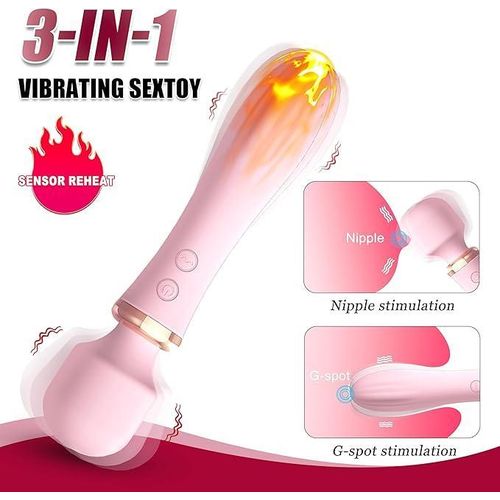 product_image_name-Generic-3-in-1 Heating Vibrator  Wand Massage Toy for Female  10 speed Dual Stimulation Vibrator with Lingerie Free Gift-6
