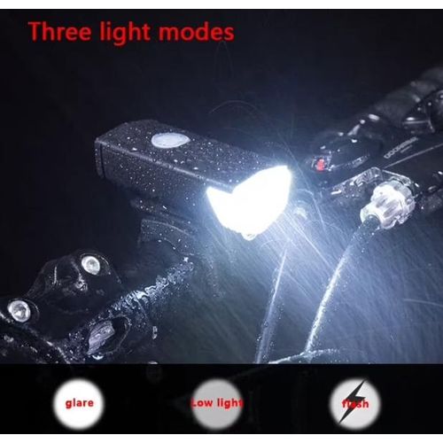 Generic Bicycle 3 Mode LED Front & 5 USB Tail Light Combo Front Rear Light (Black, Red) - image 2