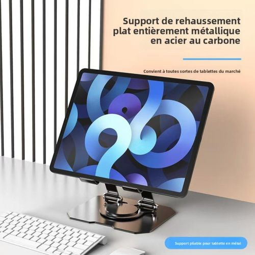 Generic Support Tablette Pliable 360° Acier Carbone Robust Portable Noir