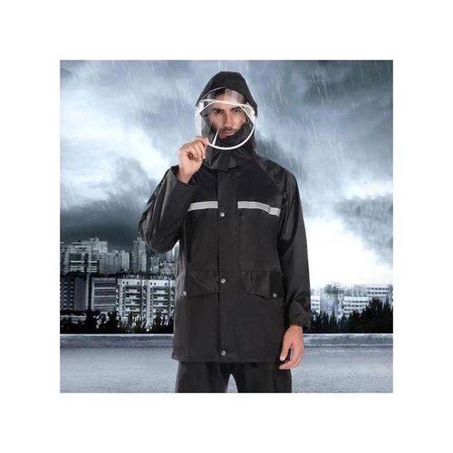 Generic Imperméable Complet Noir, Roctee Veste De Pluie Réutilisable En EVA - image 2