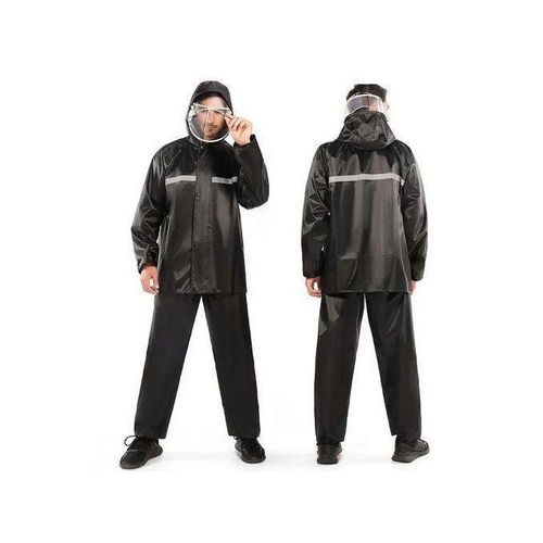 Generic Imperméable Complet Noir, Roctee Veste De Pluie Réutilisable En EVA - image 3