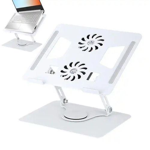Generic Support Réglable Pour Ordinateur Portable Avec Ventilateur De Refroidissement, Réglage En Continu, Base Rotative