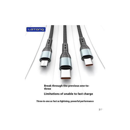 Generic Câble de charge multi-interface 6A, charge ultra rapide 120W , câble de charge Android type C - image 2