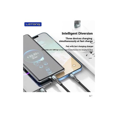 Generic Câble de charge multi-interface 6A, charge ultra rapide 120W , câble de charge Android type C - image 4