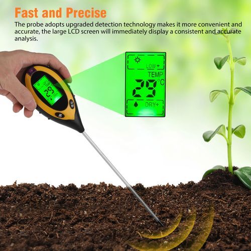 Humidimètre du Sol 4 en 1 - Écran LCD numérique - Température des  Plantes/humidité du Sol/pH/intensité de la lumière du Soleil - Testeur de  Sol pour Jardinage, Agriculture : : Jardin