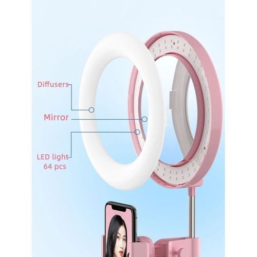 Generic Lampe D'appoint De Bureau Pliable Avec Miroir De Maquillage -Rose - image 6