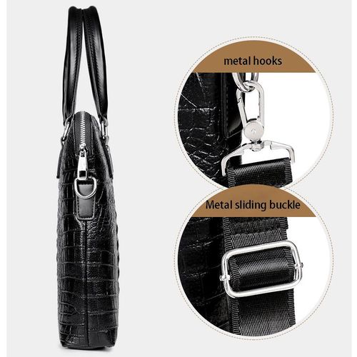 product_image_name-Fashion-Ensemble de 2 pièces - Mallette d'affaires pour hommes, Sacoche pour ordinateur portable motif crocodile pour hommes, Sac à main en diagonal, Sac à bandoulière - Noir-5