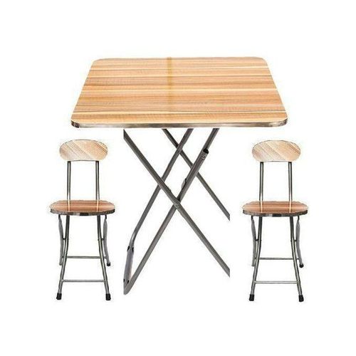Generic Mini Table Pliante + 2 Chaises Marron