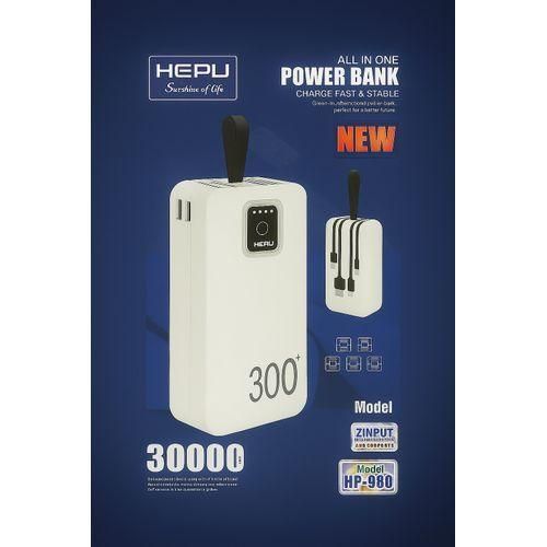 Hepu Power Bank 30000mAh – Câbles Intégrés – Charge Rapide
