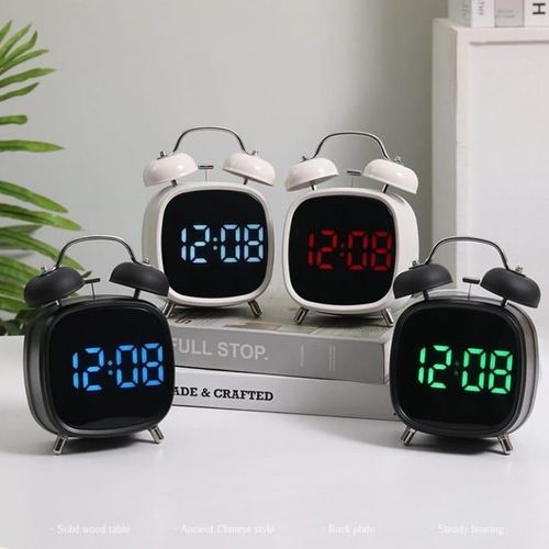 product_image_name-Generic-Réveil Numérique Vintage à Double Cloche – Design Rétro et Affichage LED-3