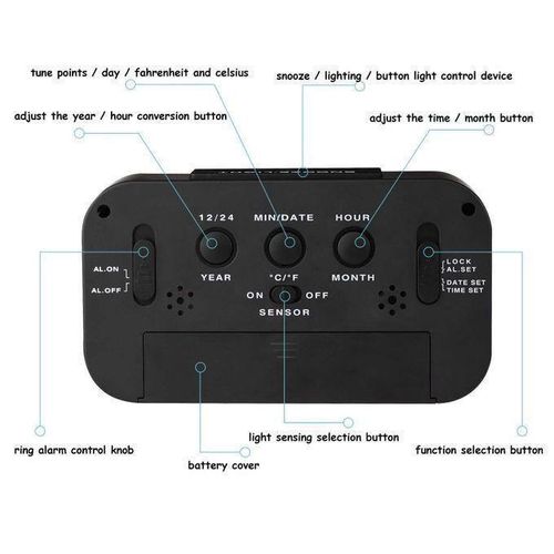 product_image_name-Generic-Chic Réveil Numérique Avec Fonction De Rappel De Température, Réveil Intelligent Pour Chambre, Maison, Bureau-4