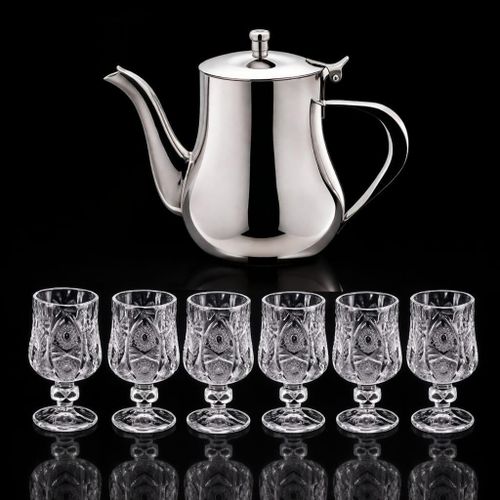 product_image_name-Generic-Théières En Acier Inoxydable plus 6 Verres de thé-1