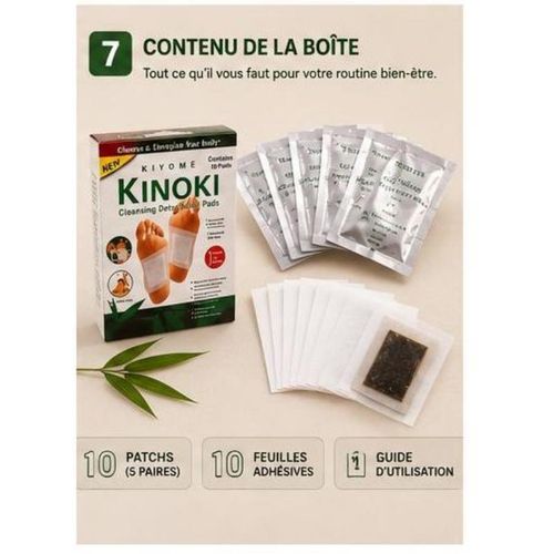 Generic Patchs pour Pieds Kinoki- 5 boîtes soit 50 patchs – Patchs de Bien-être et de Relaxation - image 6
